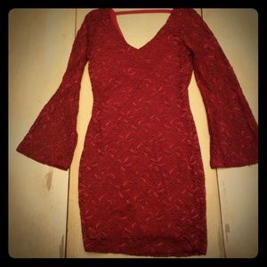 Maroon lace cocktail dress